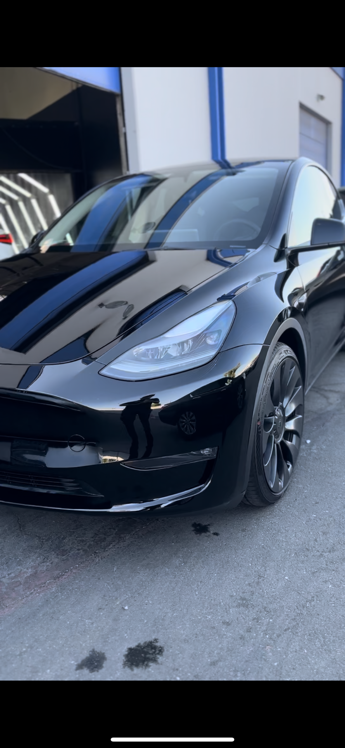 Black tesla front view paint protection films